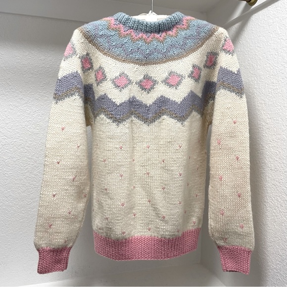 D.Byford Ltd. VTG Hand Knit Fair Isle Wool Button Up Cardigan Sweater | Sz M - Picture 6 of 8